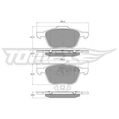 Imagem de TOMEX brakes TX 13 05 Jogo de pastilhas para travão disco Eixo dianteiro FORD: Focus 3, 3 Turnier, 2, VOLVO: V40 Hatchback, V50, C30