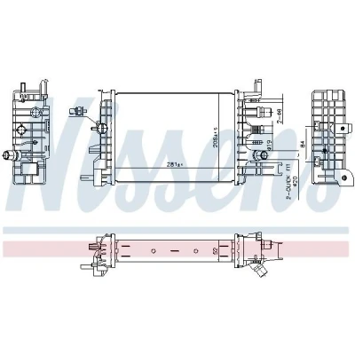 Imagem de NISSENS 607033 Radiador, arrefecimento do motor Alumínio 281 208 52 com juntas sem depósito de compensação, aro Aletas refrigeração soldadas