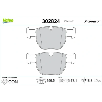 Imagem de VALEO 302824 Jogo de pastilhas para travão disco Eixo dianteiro excl. contacto aviso desgaste sem parafusos, com chapa anti ruído