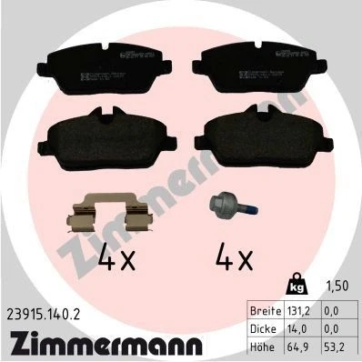 Imagem de ZIMMERMANN 23915.140.2 Jogo de pastilhas para travão disco BMW: