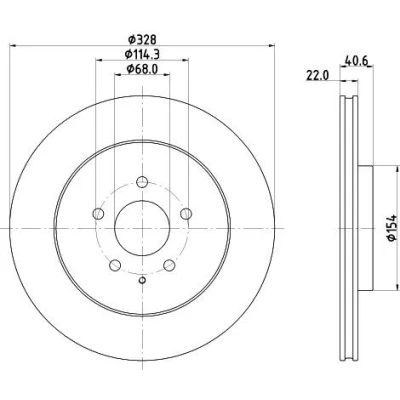Imagem de HELLA Disco de travão 22mm 05/06 114,3mm interior ventilado revestido 8DD 355 135 281 K20F26251 Discos