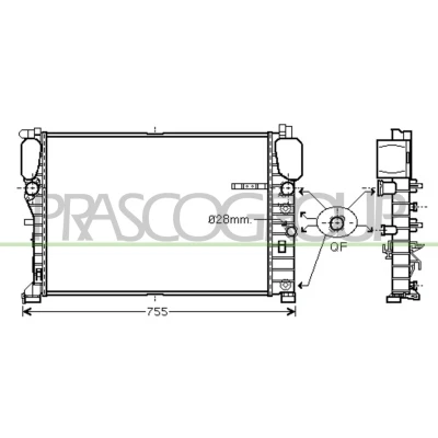 Imagem de PRASCO ME039R005 Radiador, arrefecimento do motor Alumínio 640mm 462mm 42mm com acoplamentos rápidos Aletas de refrigeração soldadas