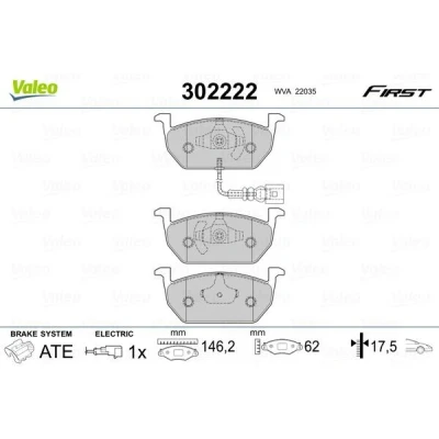Imagem de VALEO 302222 Jogo de pastilhas para travão disco Eixo dianteiro incl. contacto aviso desgaste com chapa anti ruído SEAT: Leon III ST