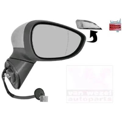 Imagem de Espelho retrovisor Van Wezel 1801818 à direita com subcapa completo, não esférico, para regulação eléctrica dos espelhos, dobrável electricame