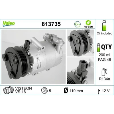 Imagem de VALEO 813735 compressor VS16 12 PAG 46 R 134a com óleo de REMANUFACTURED FORD: Focus 2, C Max, VOLVO: V50, S40 II, C30
