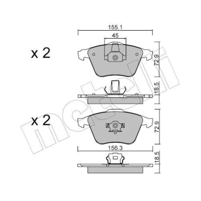 Imagem de METELLI 22 0549 3 Jogo de pastilhas para travão disco excl. contacto aviso desgaste VOLVO: V40 Hatchback, V50, S40 II, OPEL: Vectra C Caravan