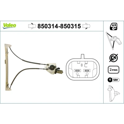 Imagem de Valeo Elevador de vidro à frente, lado esquerdo elétrico com motor sem função conforto 850314 CITROËN: Saxo Hatchback