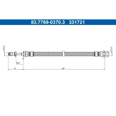 Imagem de ATE 83.7769 0370.3 Mangueira de Travão 369mm M10x1mm