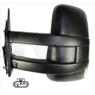 Imagem de espelho retrovisor Tyc 315 0018 esquerda para regulação manual do espelho, convexo, braço comprido