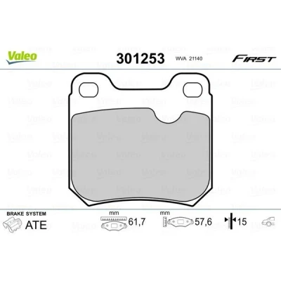 Imagem de VALEO 301253 Jogo de pastilhas para travão disco FIRST Eixo traseiro excl. contacto aviso desgaste sem chapa anti ruído OPEL: Astra F Caravan