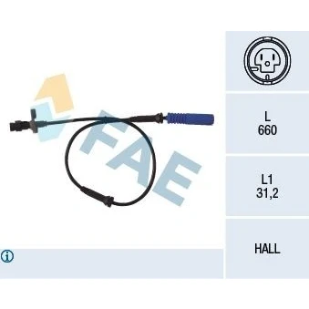 Imagem de FAE 78045 Sensor de ABS Eixo dianteiro Hall 2 660 BMW: 5 Sedan, Touring