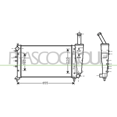 Imagem de PRASCO FT340R007 Radiador, arrefecimento do motor Alumínio 579 322 23 Aletas de refrigeração unidas mecanicamente FIAT: Punto II Hatchback
