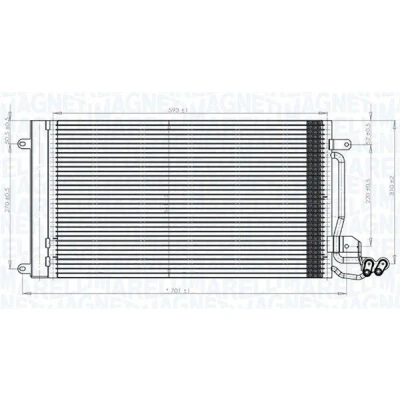 Imagem de MAGNETI MARELLI 350203821000 Condensador com secador 593x338x16 338 593 16 VOLKSWAGEN: Polo V Hatchback, SEAT: Ibiza 4, 4 Sportcoupe