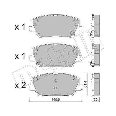 Imagem de METELLI 22 1241 0 Jogo de pastilhas para travão disco com avisador sonoro desgaste HYUNDAI: i30 III Hatchback, Kauai / Kona SUV