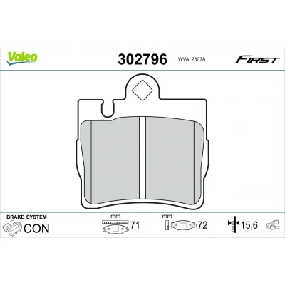Imagem de VALEO 302796 Jogo de pastilhas para travão disco Eixo traseiro excl. contacto aviso desgaste sem parafusos, com chapa anti ruído