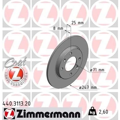 Imagem de ZIMMERMANN Disco de travão PEUGEOT: 206 Hatchback, 106 II 306 CITROËN: Saxo ZX Xsara Hatchback COAT Z