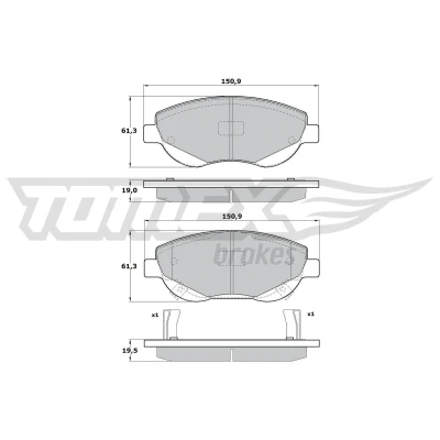 Imagem de TOMEX brakes TX 17 20 Jogo de pastilhas para travão disco Eixo dianteiro com avisador sonoro desgaste TOYOTA: Avensis III Carrinha