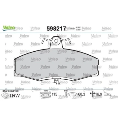 Imagem de VALEO 598217 Jogo de pastilhas para travão disco SKODA: FELICIA 2 Kombi, 1