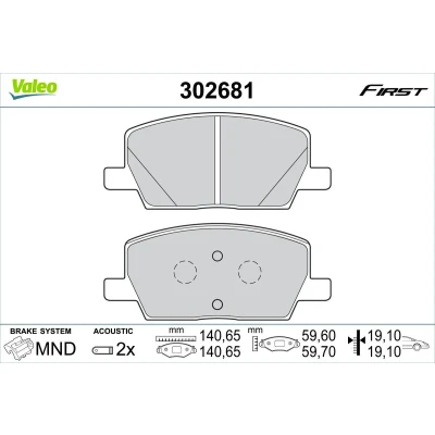 Imagem de VALEO 302681 Jogo de pastilhas para travão disco Eixo dianteiro incl. contacto aviso desgaste com chapa anti ruído OPEL: Mokka / X