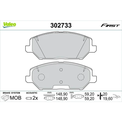 Imagem de VALEO 302733 Jogo de pastilhas para travão disco Eixo dianteiro incl. contacto aviso desgaste com chapa anti ruído KIA: Proceed