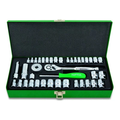 Imagem de TOPTUL GCAD4002 Conjunto de soquete 40 Sextavado 1/4, 3,8 com roquete