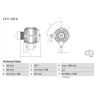Imagem de BOSCH 0 986 080 990 Alternador 14V 120A RENAULT: MEGANE 2 Kombi, 3, GRAND SCENIC 3