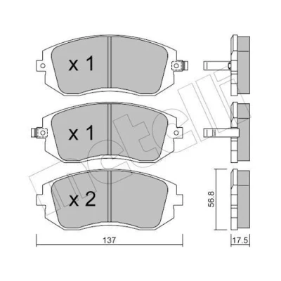 Imagem de METELLI 22 0500 0 Jogo de pastilhas para travão disco com avisador sonoro desgaste SUBARU: Impreza II Sedan, Legacy 4, Forester