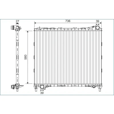 Imagem de VALEO 701127 Radiador, arrefecimento do motor Alumínio 580mm 736mm 27mm sem regulador líquido de refrigeração