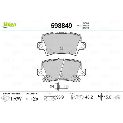Imagem de VALEO 598849 Jogo de pastilhas para travão disco HONDA: CIVIC 8 Hatchback,