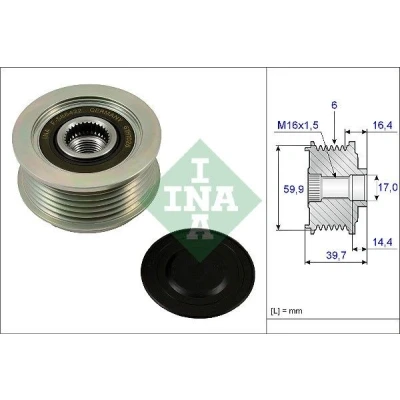 Imagem de INA 535 0241 10 Polia Roda Livre do Alternador Ferramenta especial necessária para a montagem KIA: cee‘d I Carrinha