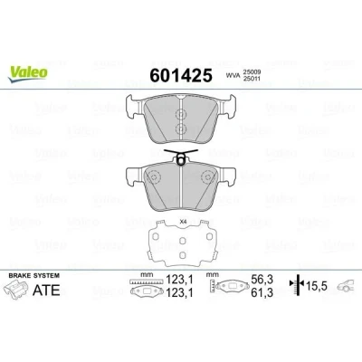 Imagem de VALEO 601425 Jogo de pastilhas para travão disco Eixo traseiro com chapa anti ruído VOLKSWAGEN: Golf 7, 6, 7 Variant, SEAT: Leon III ST