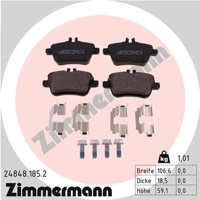 Imagem de ZIMMERMANN 24848.185.2 Jogo de pastilhas para travão disco com parafusos A imagem corresponde ao volume fornecimento, mola