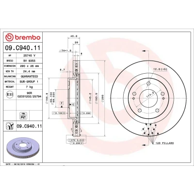 Imagem de BREMBO 09.C940.11 Disco de travão 290 26 5 interior ventilado revestido MITSUBISHI: Grandis