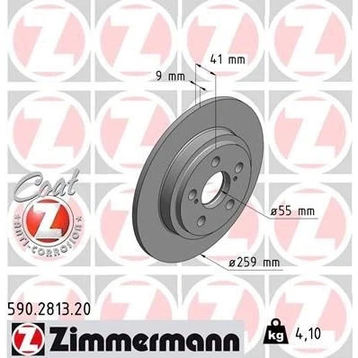 Imagem de ZIMMERMANN COAT Z 590.2813.20 Disco de travão 259 9 7/5 5 100 cheio revestido TOYOTA: Urban Cruiser