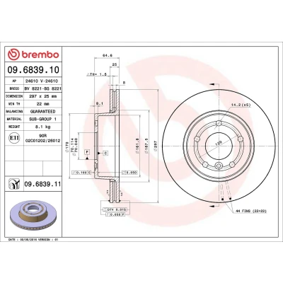 Imagem de BREMBO COATED DISC LINE 09.6839.11 Disco de travão 297 25 5 interior ventilado revestido LAND ROVER: Range Rover 2