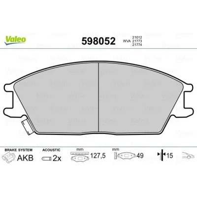Imagem de VALEO 598052 Jogo de pastilhas para travão disco Eixo dianteiro incl. contacto aviso desgaste sem chapa anti ruído HYUNDAI: Getz, ACCENT 2