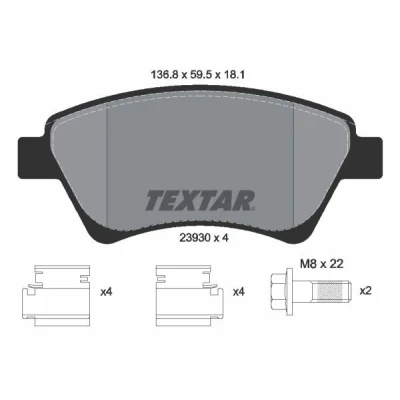 Imagem de TEXTAR 2393001 Jogo de pastilhas para travão disco RENAULT: MEGANE 2 Kombi, 2, Kangoo I Express