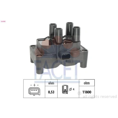 Imagem de FACET 9.6381 Bobina de ignição FORD: FIESTA 5, 6, Focus Mk2 Van / Carrinha, MAZDA: 2 Hatchback, VOLVO: V50, S40 II