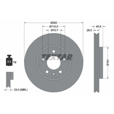 Imagem de TEXTAR PRO+ 92205605 Disco de travão 300 26 05/06 115 interior ventilado revestido alto carbono sem pernos fixação da roda, cubo roda