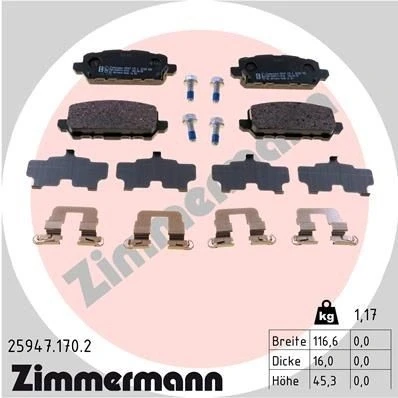Imagem de ZIMMERMANN 25947.170.2 Jogo de pastilhas para travão disco HONDA: HR V II