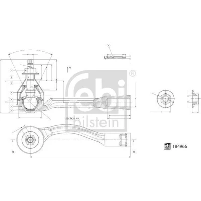 Imagem de FEBI BILSTEIN 184966 Rótula de direção Eixo dianteiro, lado esquerdo, exterior com porca
