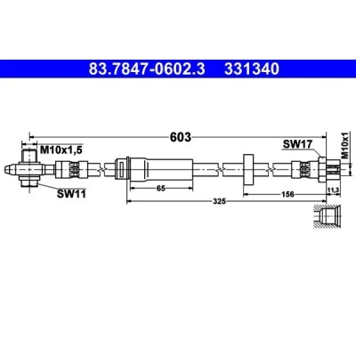 Imagem de ATE 83.7847 0602.3 Mangueira de Travão 603 M10x1 VOLKSWAGEN: Passat B6 Sedan