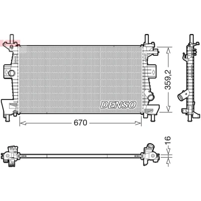 Imagem de DENSO DRM10114 Radiador, arrefecimento do motor 670 369 16 FORD: FOCUS 3 Turnier