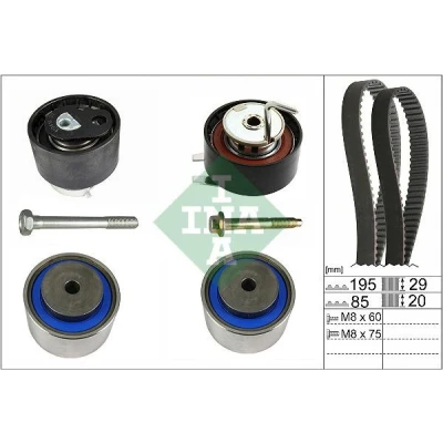 Imagem de INA 530 0764 10 Jogo de correias dentadas 195 PEUGEOT: 407 Coupe, 607 Sedan, JAGUAR: S Type, XJ CITROËN: C5 III Carrinha, C6 Sedan