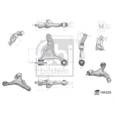 Imagem de FEBI BILSTEIN 194329 Braço de suspensão com rolamentos Eixo dianteiro, esquerda transversal Alumínio VOLVO: V70 2, S60 I