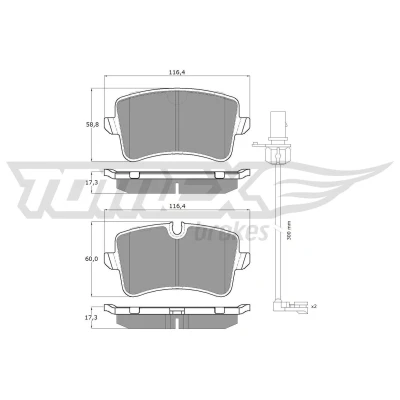 Imagem de TOMEX brakes TX 16 81 Jogo de pastilhas para travão disco Eixo traseiro incl. contacto aviso desgaste AUDI: A8 D4