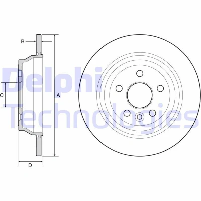 Imagem de DELPHI BG4656C Disco de travão 302 11 5 cheio revestido não tratado sem o rolamento da roda, anel sensor do ABS