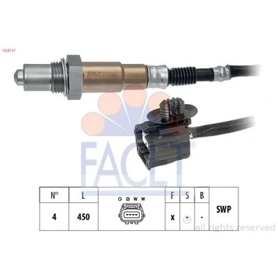 Imagem de FACET 10.8117 Sonda lambda com material de fixação Made in Italy OE Equivalent aquecimento, plana, Rosca pré lubrificada 4