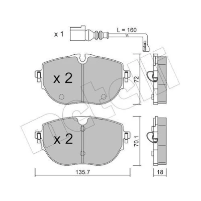 Imagem de METELLI 22 1321 0 Jogo de pastilhas para travão disco preparado indicador aviso desgaste VOLKSWAGEN: MULTIVAN T7, Transporter 6