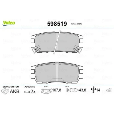 Imagem de VALEO 598519 Jogo de pastilhas para travão disco Eixo traseiro incl. contacto aviso desgaste sem chapa anti ruído MITSUBISHI: PAJERO 2